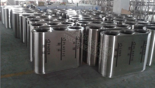 不銹鋼三分類垃圾桶生產圖 不銹鋼三分類垃圾桶生產圖