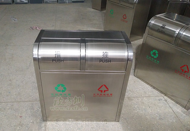 不銹鋼搖蓋分類垃圾桶 不銹鋼搖蓋分類垃圾桶