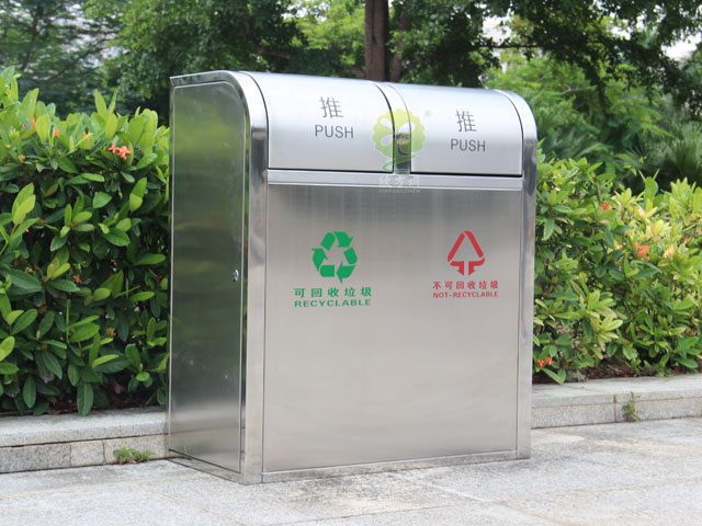 室外不銹鋼垃圾箱 室外不銹鋼搖蓋垃圾箱