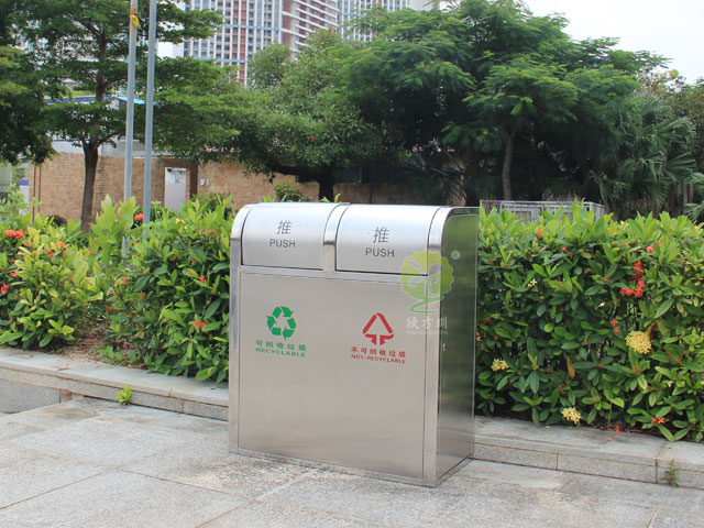 室外不銹鋼垃圾箱 室外不銹鋼搖蓋垃圾箱