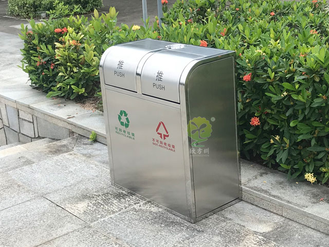 室外不銹鋼垃圾箱 室外不銹鋼搖蓋垃圾箱