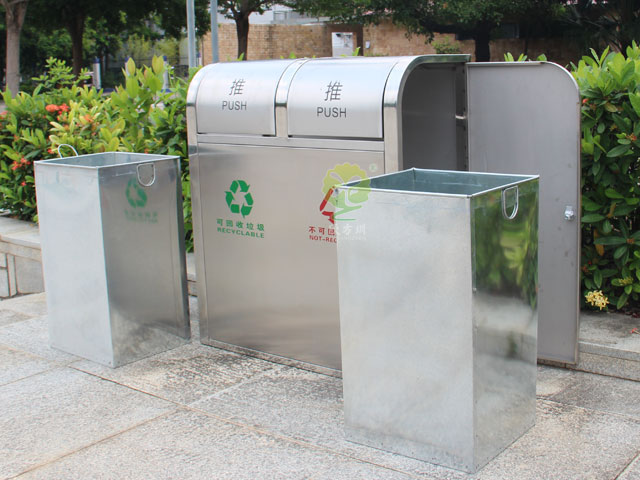 室外不銹鋼垃圾箱 室外不銹鋼搖蓋垃圾箱