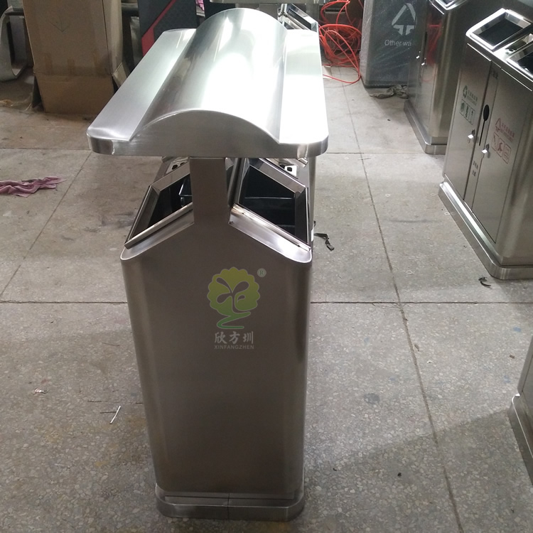 腳踏式不銹鋼三分類垃圾桶