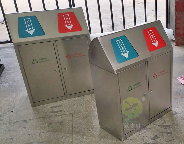 帶蓋戶外雙分類不銹鋼垃圾箱 帶蓋戶外雙分類不銹鋼垃圾箱