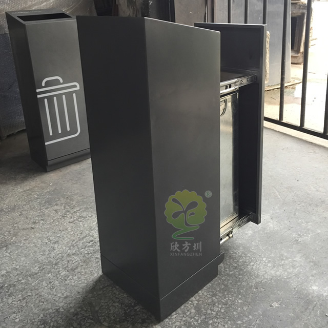 創意小型帶滑軌不銹鋼垃圾箱