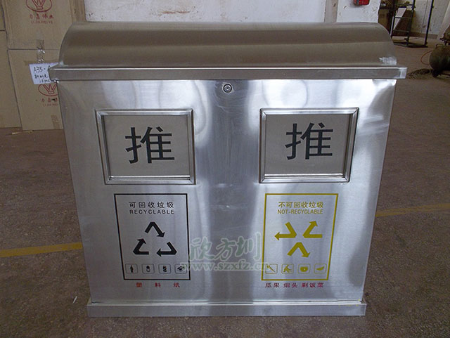 不銹鋼推蓋分類垃圾桶圖片 不銹鋼推蓋分類垃圾桶圖片