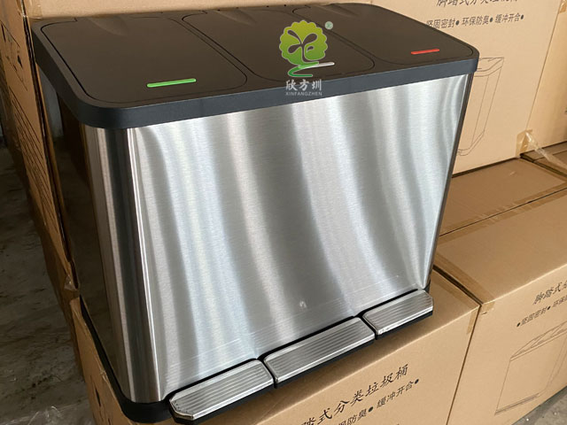 家庭室內不銹鋼3分類垃圾箱 家庭室內不銹鋼3分類垃圾箱