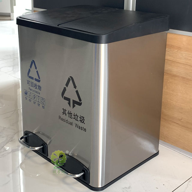 家用不銹鋼2分類腳踏果皮箱 家用不銹鋼2分類腳踏果皮箱