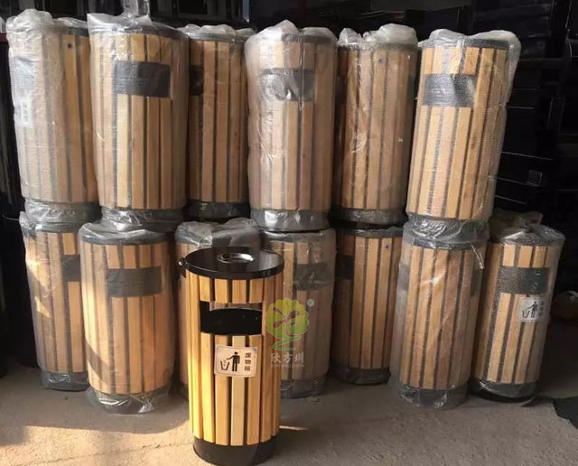 圓形單投口鋼木垃圾筒 圓形單投口鋼木垃圾筒