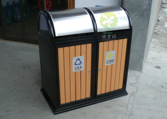 搖蓋式分類鋼木垃圾箱