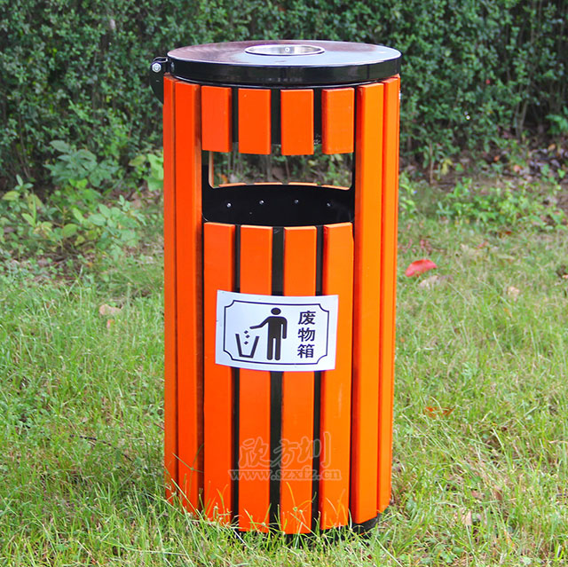 圓形鋼木垃圾桶 圓形鋼木垃圾桶