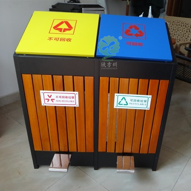 腳踏式分類鋼木垃圾箱 腳踏式分類鋼木垃圾箱