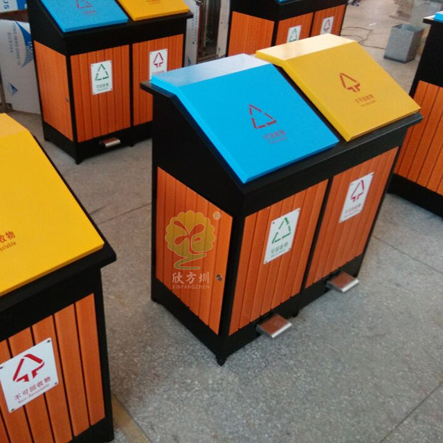 腳踏式分類鋼木垃圾箱 腳踏式分類鋼木垃圾箱