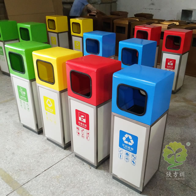 商場組合式四分類鋼制垃圾桶 商場組合式四分類鋼制垃圾桶