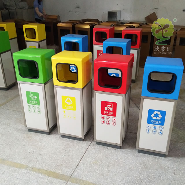 商場組合式四分類鋼制垃圾桶 商場組合式四分類鋼制垃圾桶