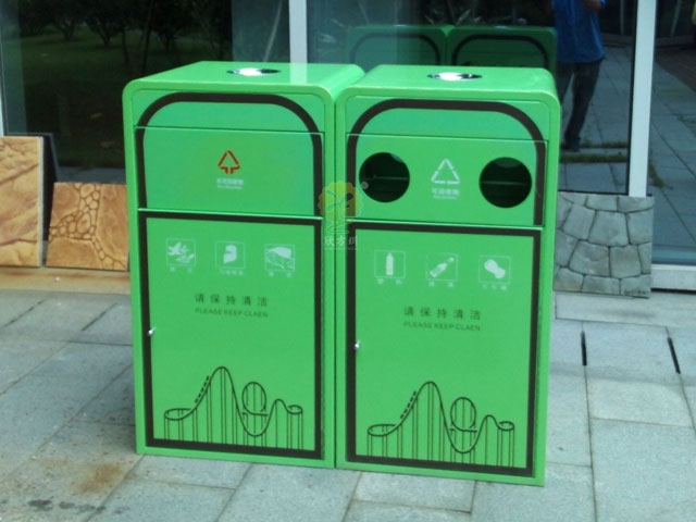 戶外景區方形鋼制垃圾箱 戶外景區方形鋼制垃圾箱