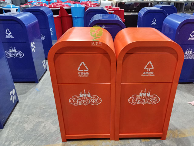 戶外景區方形鋼制垃圾箱 戶外景區方形鋼制垃圾箱