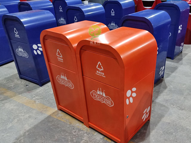 戶外景區方形鋼制垃圾箱 戶外景區方形鋼制垃圾箱