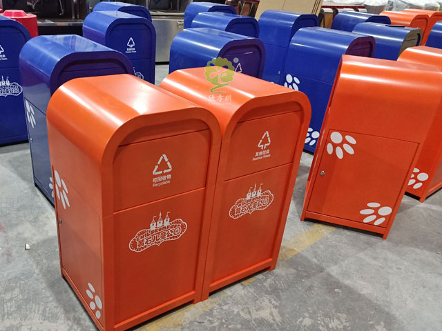 戶外景區方形鋼制垃圾箱 戶外景區方形鋼制垃圾箱