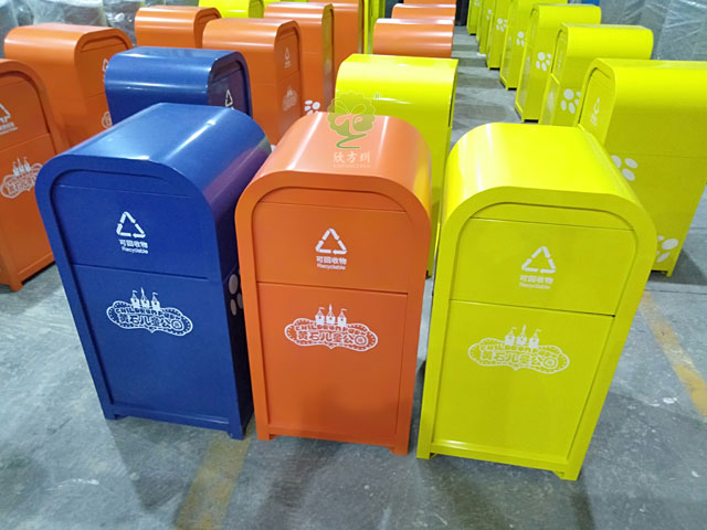 戶外景區方形鋼制垃圾箱 戶外景區方形鋼制垃圾箱