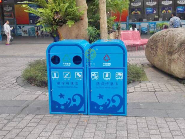 戶外景區方形鋼制垃圾箱 戶外景區方形鋼制垃圾箱