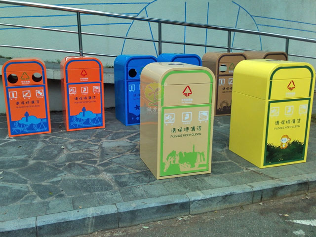 戶外景區方形鋼制垃圾箱 戶外景區方形鋼制垃圾箱