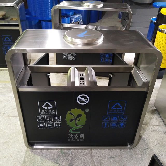 物業小區雙分類鋼制垃圾箱